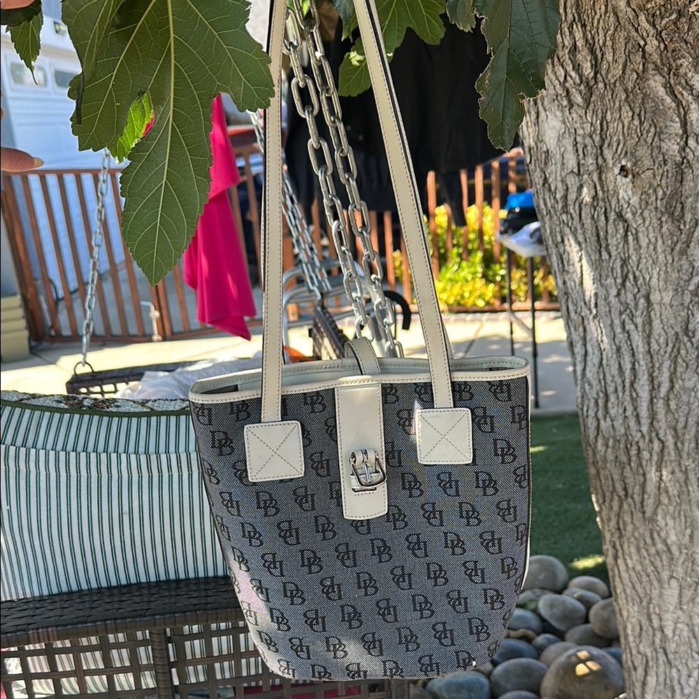 Dooney & Bourke Black and Cream Logo Tote
